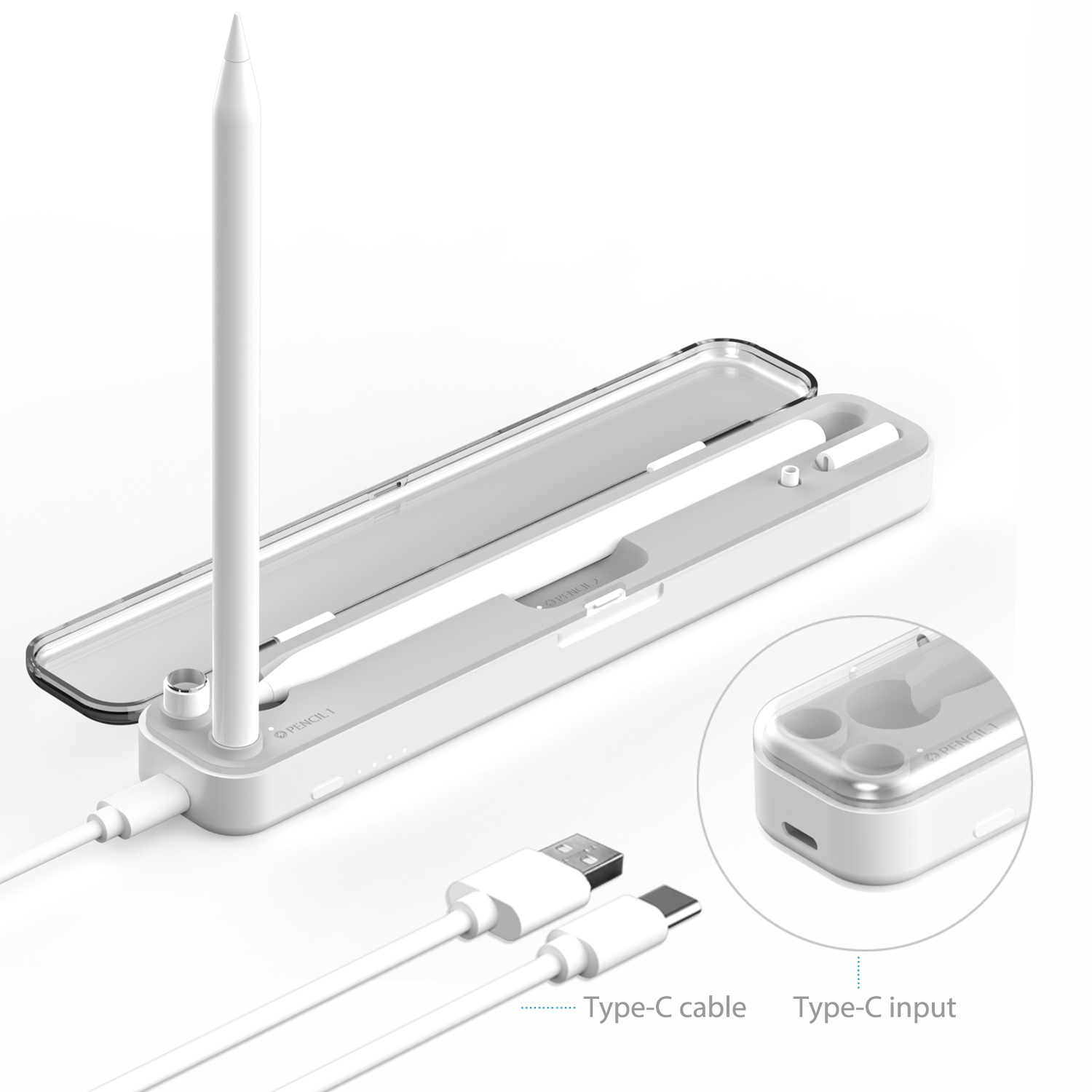 2-in-1 Wireless Charging Apple Pencil Box with battery